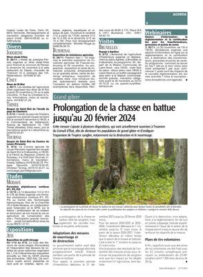 Prolongation de la chasse en battuejusqu’au 20 février 2024 Prolongation de la chasse en battuejusqu’au 20 février 2024