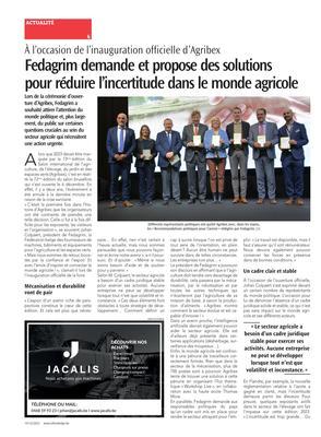 Fedagrim demande et propose des solutionspour réduire l’incertitude dans le monde agricole Fedagrim demande et propose des solutionspour réduire l’incertitude dans le monde agricole