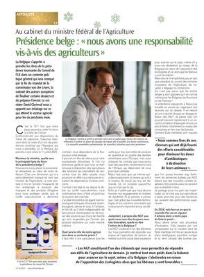 Présidence belge: «nous avons une responsabilitévis-à-vis des agriculteurs» Présidence belge: «nous avons une responsabilitévis-à-vis des agriculteurs»