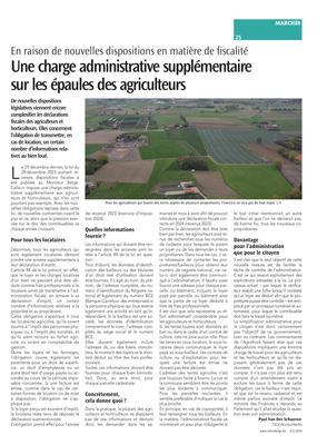 Une charge administrative supplémentairesur les épaules des agriculteurs Une charge administrative supplémentairesur les épaules des agriculteurs