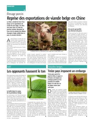 Reprise des exportations de viande belge en Chine Reprise des exportations de viande belge en Chine