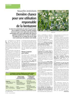 Dernière chancepour une utilisationresponsable de la bentazone Dernière chancepour une utilisationresponsable de la bentazone