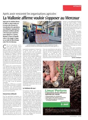 La Wallonie affirme vouloir s’opposer au Mercosur La Wallonie affirme vouloir s’opposer au Mercosur