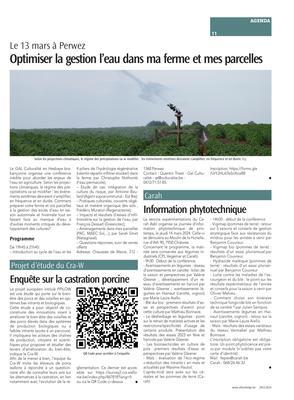 Optimiser la gestion l’eau dans ma ferme et mes parcelles Optimiser la gestion l’eau dans ma ferme et mes parcelles