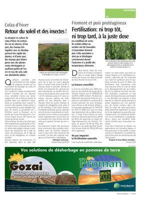 Fertilisation: ni trop tôt, ni trop tard, à la juste dose Fertilisation: ni trop tôt, ni trop tard, à la juste dose
