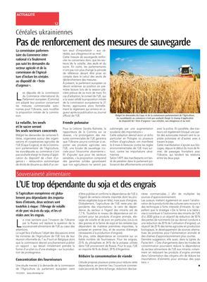 L’UE trop dépendante du soja et des engrais L’UE trop dépendante du soja et des engrais