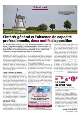 L’intérêt général et l’absence de capacité professionnelle, deux motifs d’opposition L’intérêt général et l’absence de capacité professionnelle, deux motifs d’opposition