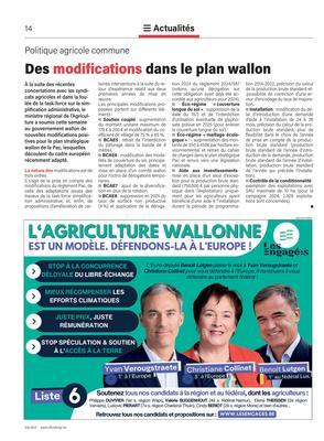 Des modifications dans le plan wallon Des modifications dans le plan wallon