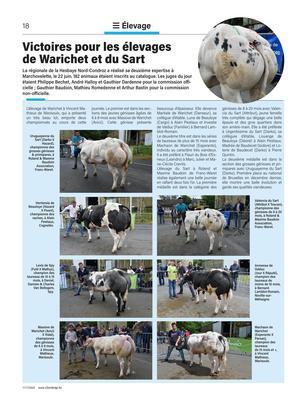 Victoires pour les élevages de Warichet et du Sart Victoires pour les élevages de Warichet et du Sart