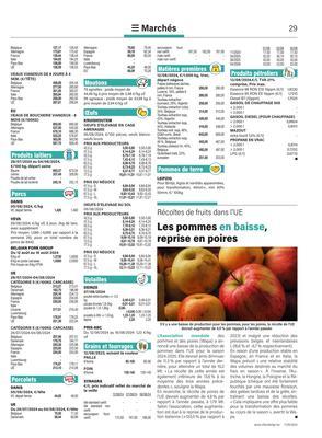 Les pommes en baisse,reprise en poires