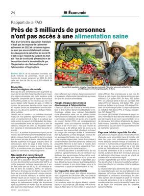 Près de 3 milliards de personnes n’ont pas accès à une alimentation saine Près de 3 milliards de personnes n’ont pas accès à une alimentation saine