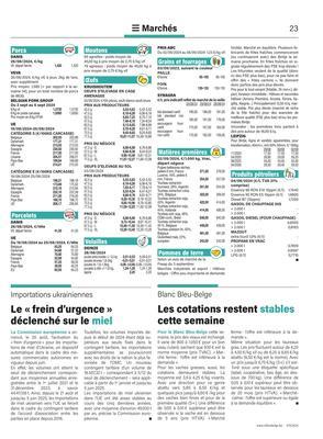 Les cotations restent stables cette semaine Les cotations restent stables cette semaine