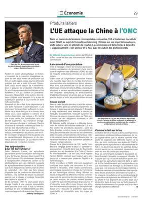 L’UE attaque la Chine à l’OMC L’UE attaque la Chine à l’OMC