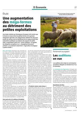 Une augmentation des méga-fermesau détriment despetites exploitations Une augmentation des méga-fermesau détriment despetites exploitations