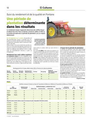 Une période de plantation déterminante dans les résultats