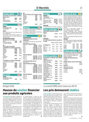 Les prix demeurent stables Les prix demeurent stables
