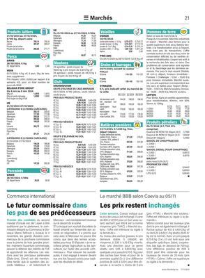 Les prix restent inchangés Les prix restent inchangés