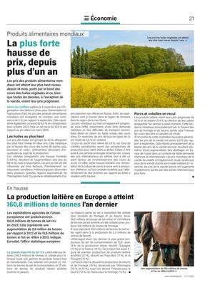 La plus forte hausse de prix, depuisplus d’un an La plus forte hausse de prix, depuisplus d’un an