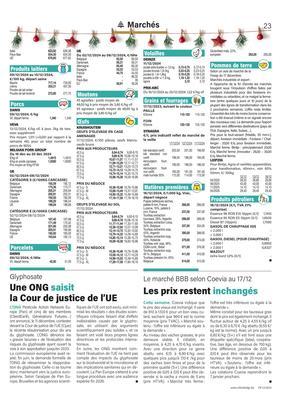 Les prix restent inchangés