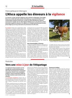 L’Afsca appelle les éleveurs à la vigilance L’Afsca appelle les éleveurs à la vigilance