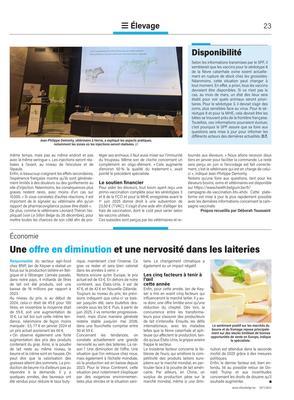Une offre en diminution et une nervosité dans les laiteries Une offre en diminution et une nervosité dans les laiteries