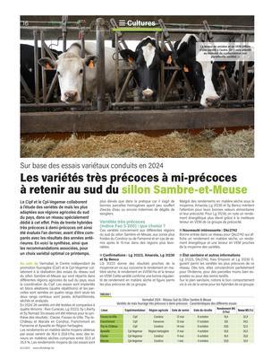 Les variétés très précoces à mi-précocesà retenir au sud du sillon Sambre-et-Meuse Les variétés très précoces à mi-précocesà retenir au sud du sillon Sambre-et-Meuse