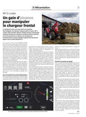 Un gain d’aisance pour manipulerle chargeur frontal Un gain d’aisance pour manipulerle chargeur frontal
