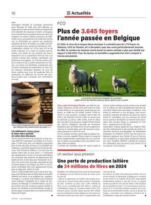 Une perte de production laitièrede 34 millions de litres en 2024 Une perte de production laitièrede 34 millions de litres en 2024