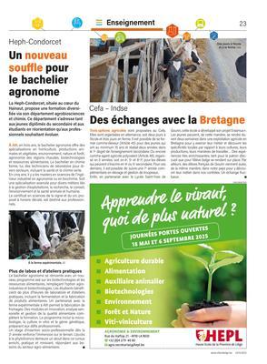 Un nouveau souffle pour le bachelier agronome Un nouveau souffle pour le bachelier agronome