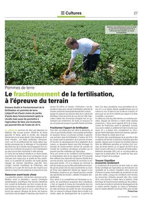 Le fractionnement de la fertilisation,à l’épreuve du terrain Le fractionnement de la fertilisation,à l’épreuve du terrain