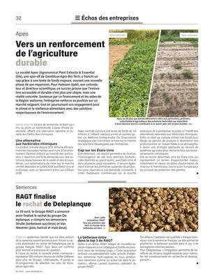 Vers un renforcement de l’agriculture durable Vers un renforcement de l’agriculture durable