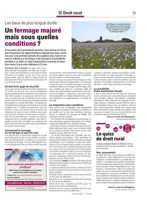 Un fermage majoré mais sous quelles conditions? Un fermage majoré mais sous quelles conditions?