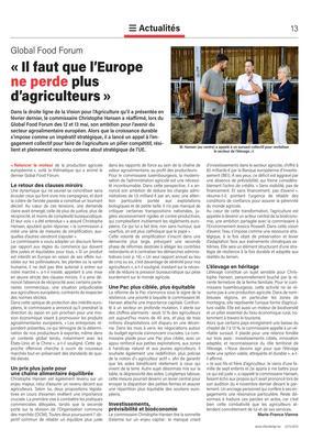 «Il faut que l’Europene perde plus d’agriculteurs» «Il faut que l’Europene perde plus d’agriculteurs»