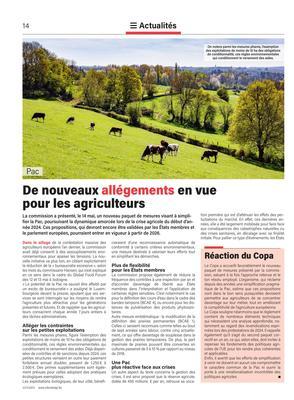 De nouveaux allégements en vuepour les agriculteurs De nouveaux allégements en vuepour les agriculteurs