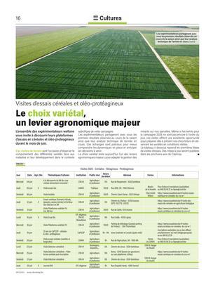Le choix variétal, un levier agronomique majeur Le choix variétal, un levier agronomique majeur