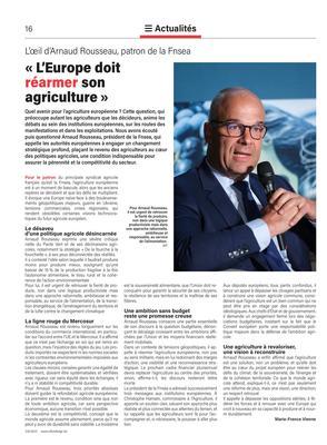 «L’Europe doitréarmer son agriculture» «L’Europe doitréarmer son agriculture»