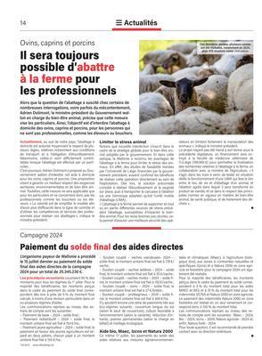Paiement du solde final des aides directes Paiement du solde final des aides directes