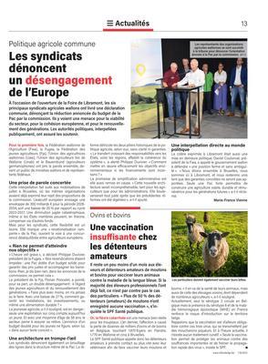 Une vaccinationinsuffisante chezles détenteurs amateurs Une vaccinationinsuffisante chezles détenteurs amateurs