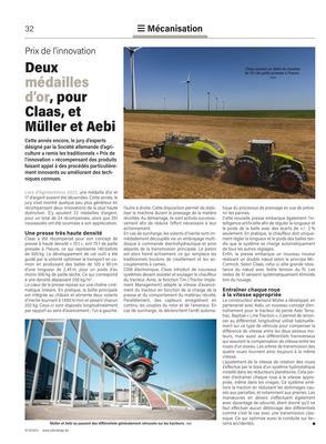 Deux médailles d’or, pour Claas, et Müller et Aebi Deux médailles d’or, pour Claas, et Müller et Aebi