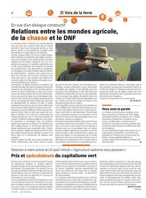 Relations entre les mondes agricole,de la chasse et le DNF