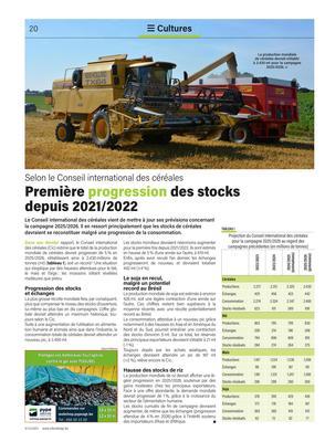 Première progression des stocks depuis 2021/2022