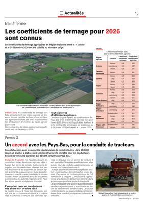Les coefficients de fermage pour 2026 sont connus